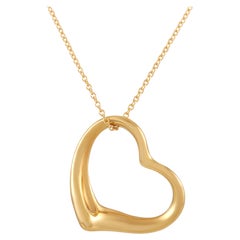 Tiffany & Co. Elsa Peretti 18 Karat Yellow Gold Open Heart Pendant Necklace