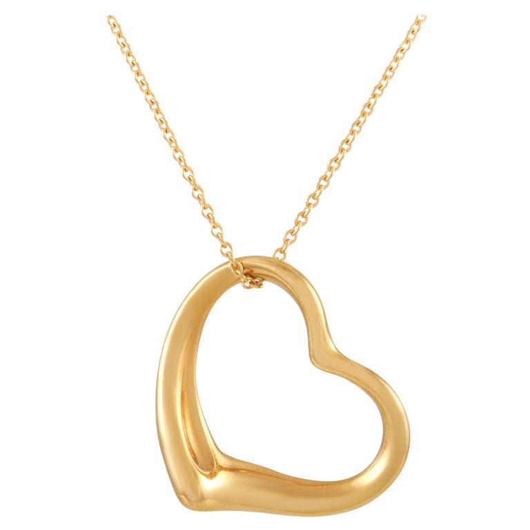 Tiffany and Co. Elsa Peretti 18 Karat Yellow Gold Open Heart Pendant ...