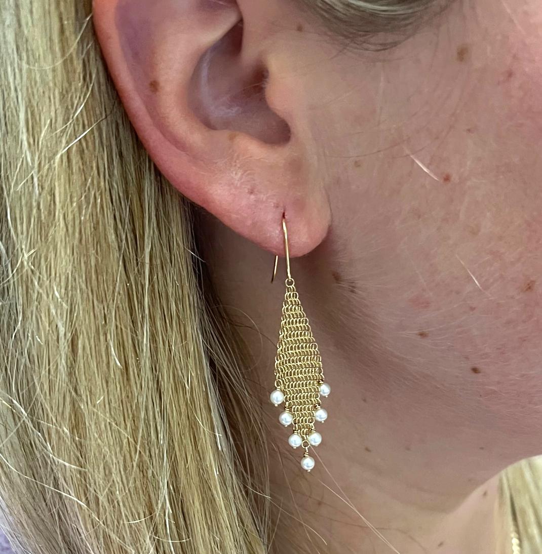 tiffany mesh pearl earrings