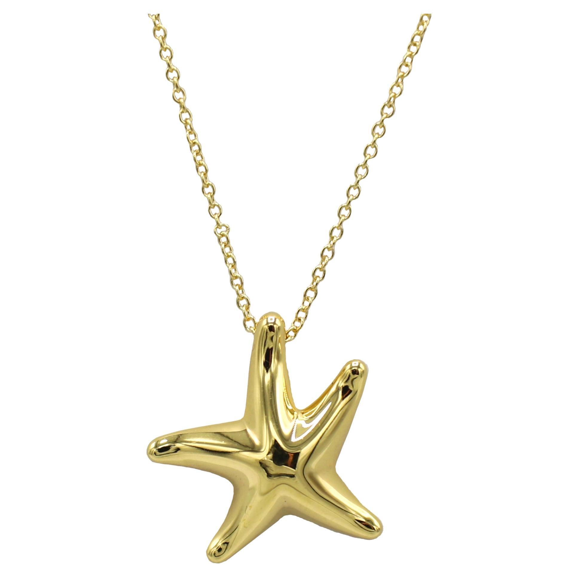 Tiffany & Co. Elsa Peretti 18 Karat Yellow Gold Starfish Pendant Necklace