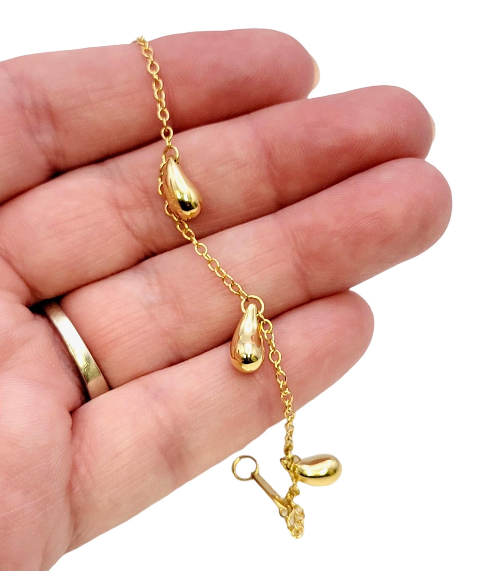 Tiffany & Co. Elsa Peretti 18 Karat Yellow Gold Teardrop Station Chain Bracelet 3