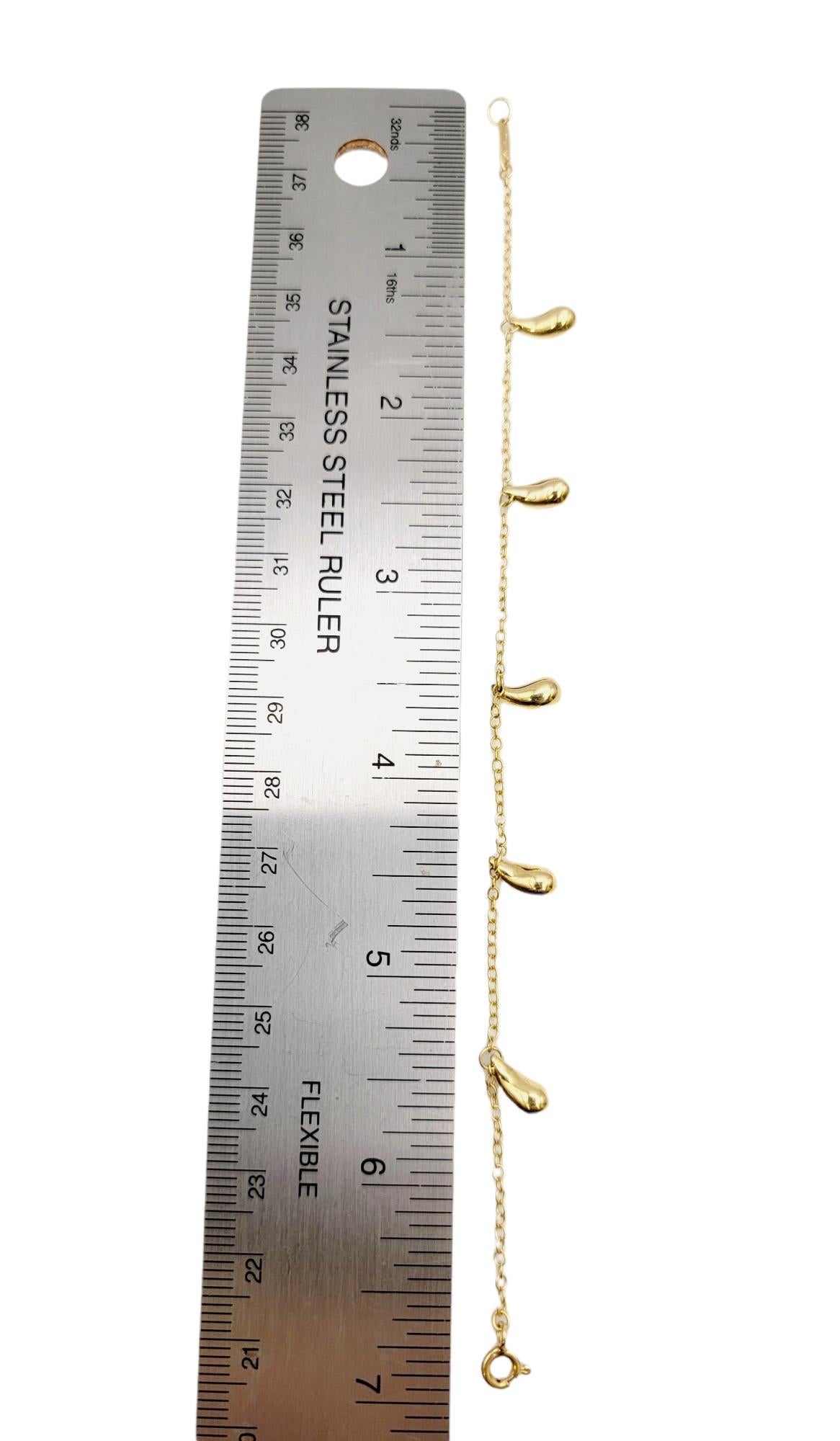 Tiffany & Co. Elsa Peretti 18 Karat Yellow Gold Teardrop Station Chain Bracelet 5