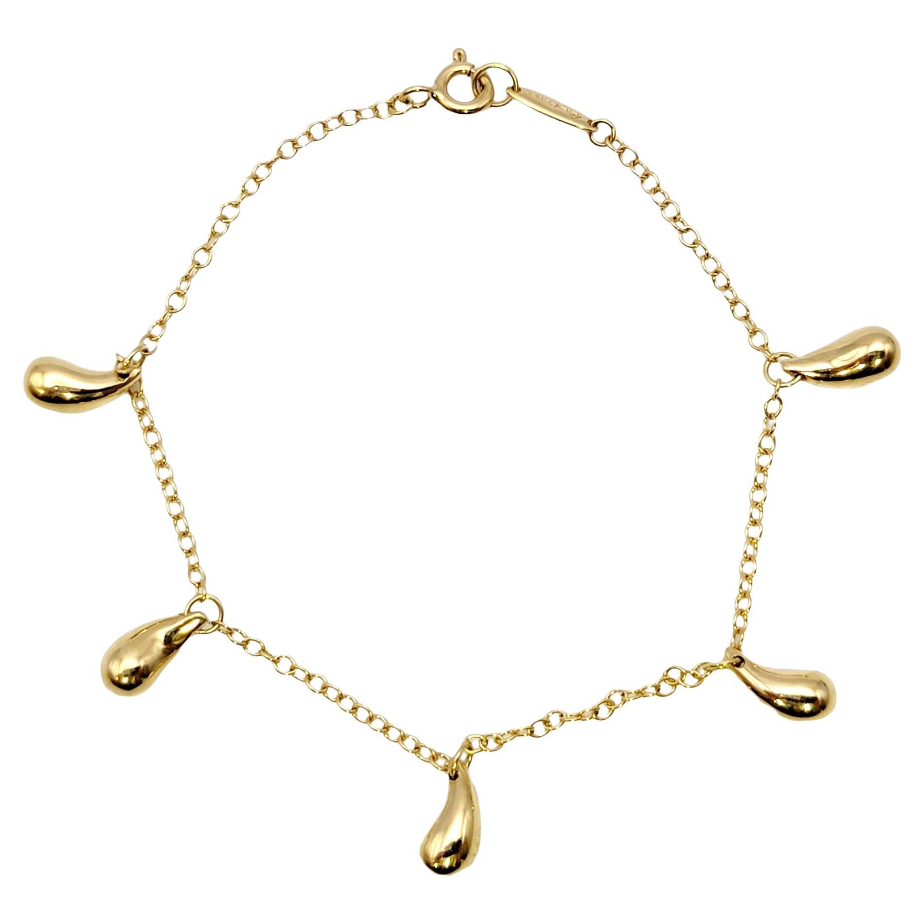 Tiffany & Co. Elsa Peretti 18 Karat Yellow Gold Teardrop Station Chain Bracelet