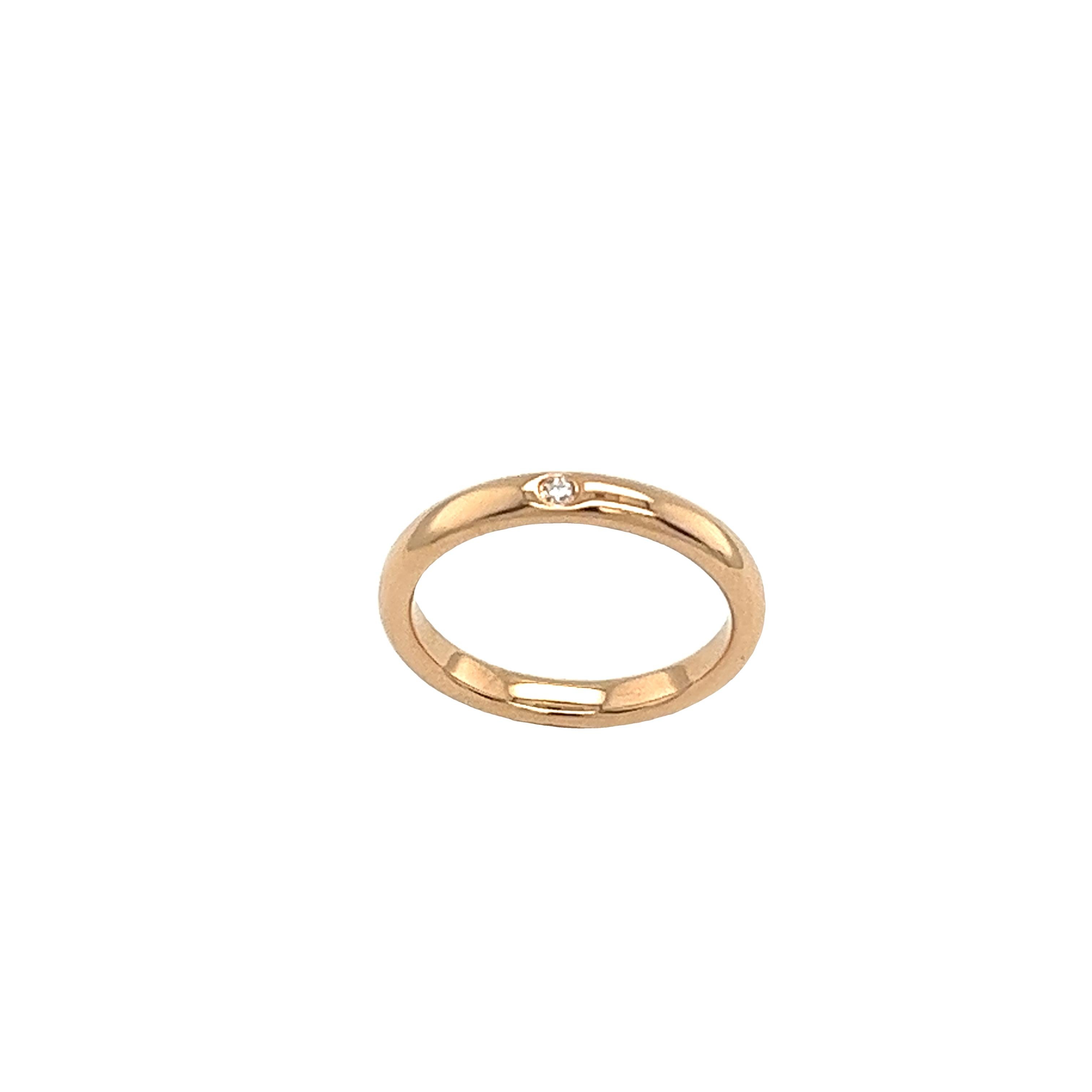 Tiffany & Co. Elsa Peretti 18ct Rose Gold Single Diamond Ring In Excellent Condition For Sale In London, GB