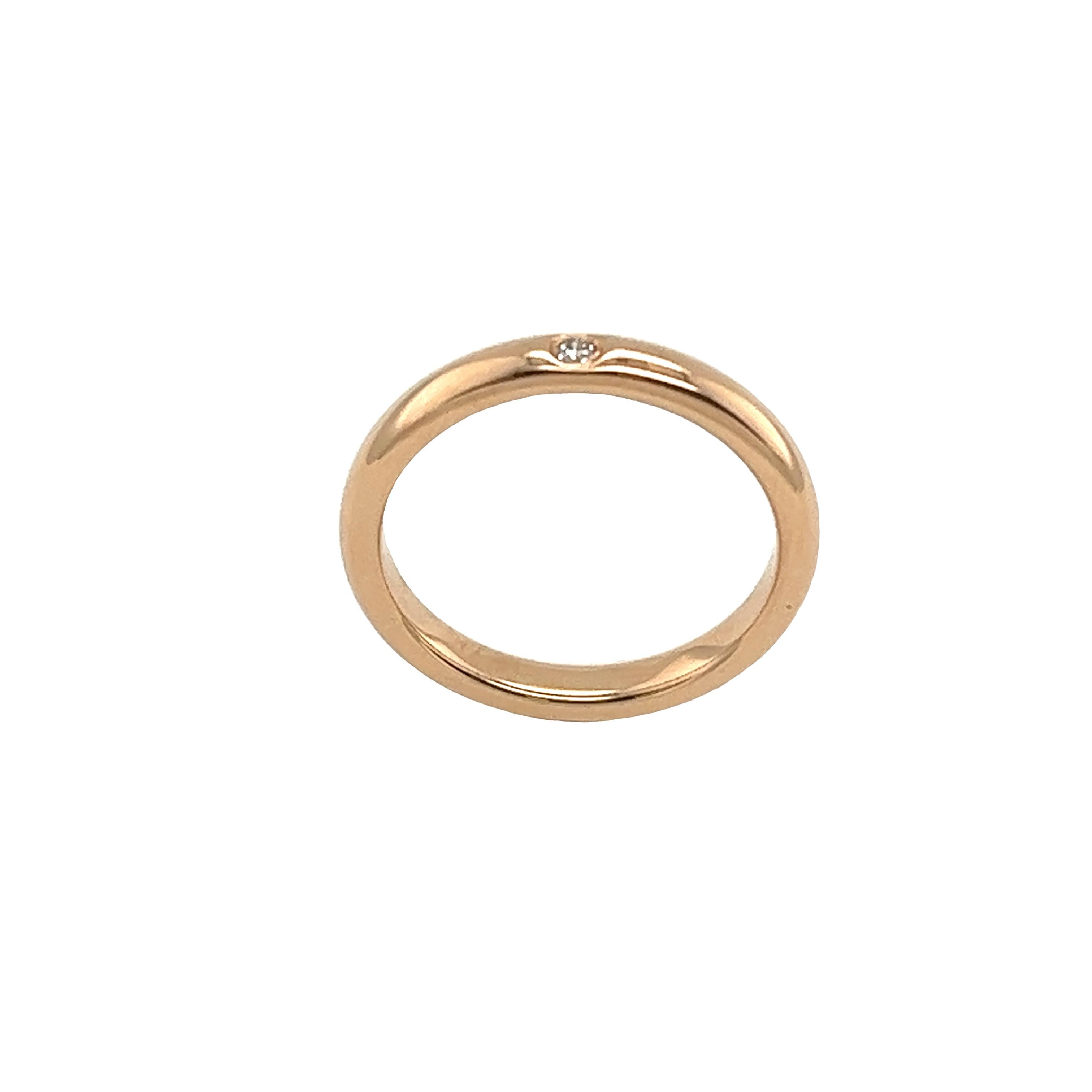 Women's or Men's Tiffany & Co. Elsa Peretti 18ct Rose Gold Single Diamond Ring For Sale