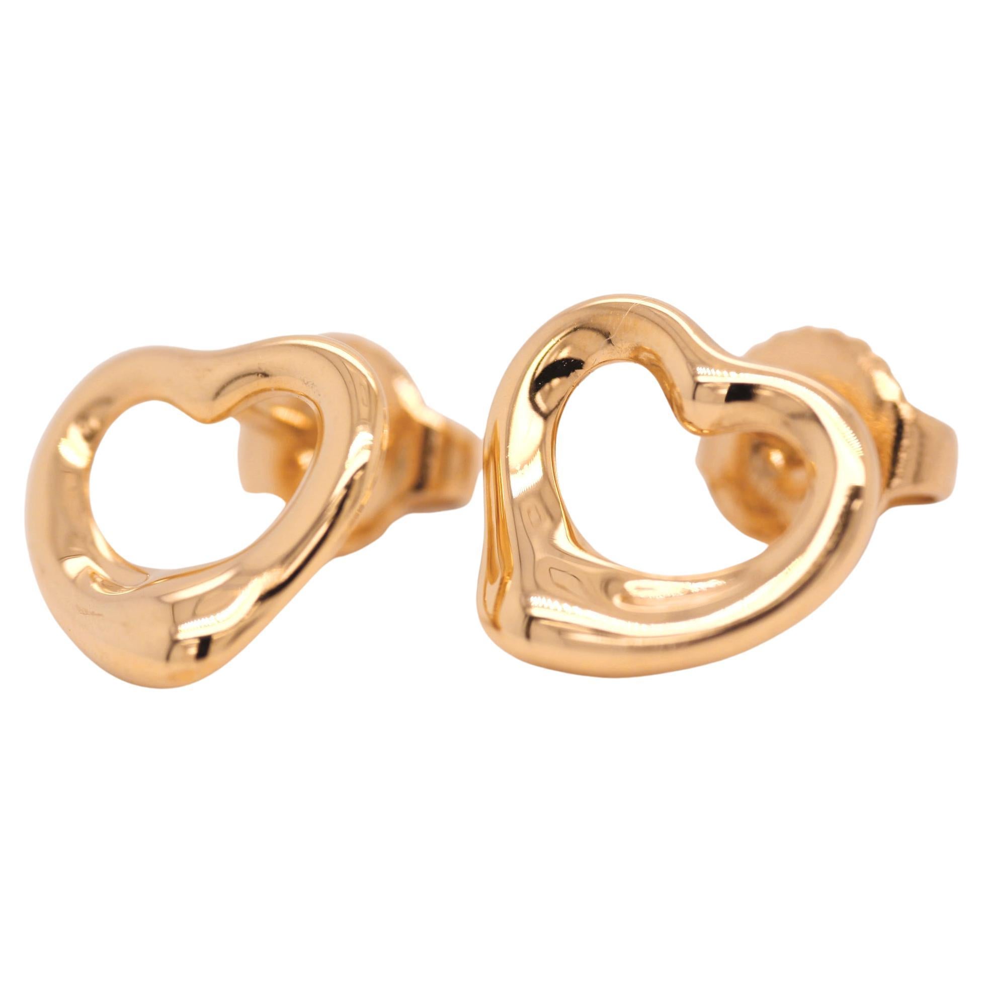 Tiffany & Co. (Elsa Peretti) 18ct yellow gold heart stud earrings For Sale
