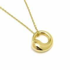 TIFFANY & Co. Elsa Peretti 18K Gold 12mm Eternal Circle Pendant Necklace