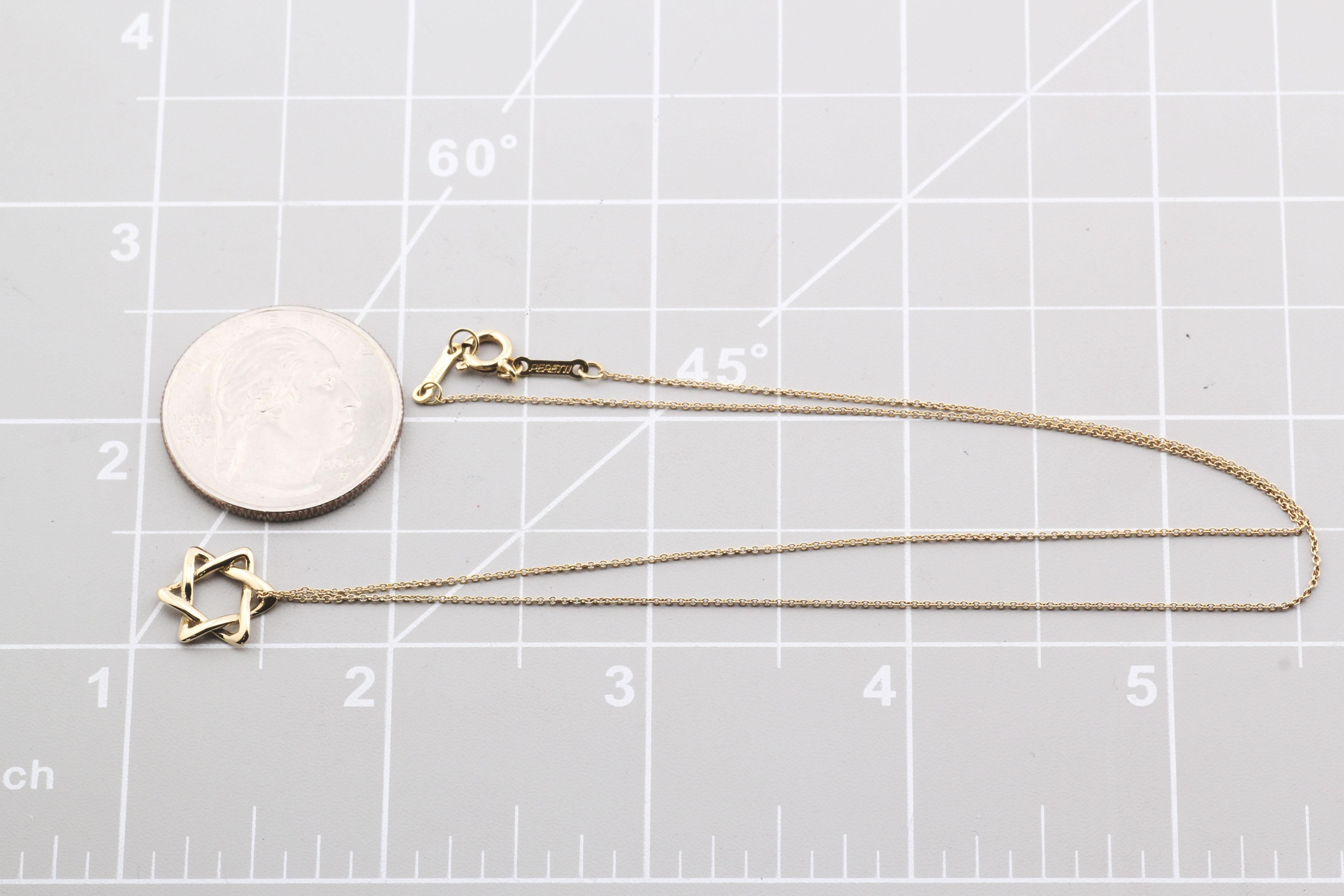 Tiffany & Co. Elsa Peretti 18K Gold 12mm Small Star of David Pendant Necklace For Sale 6