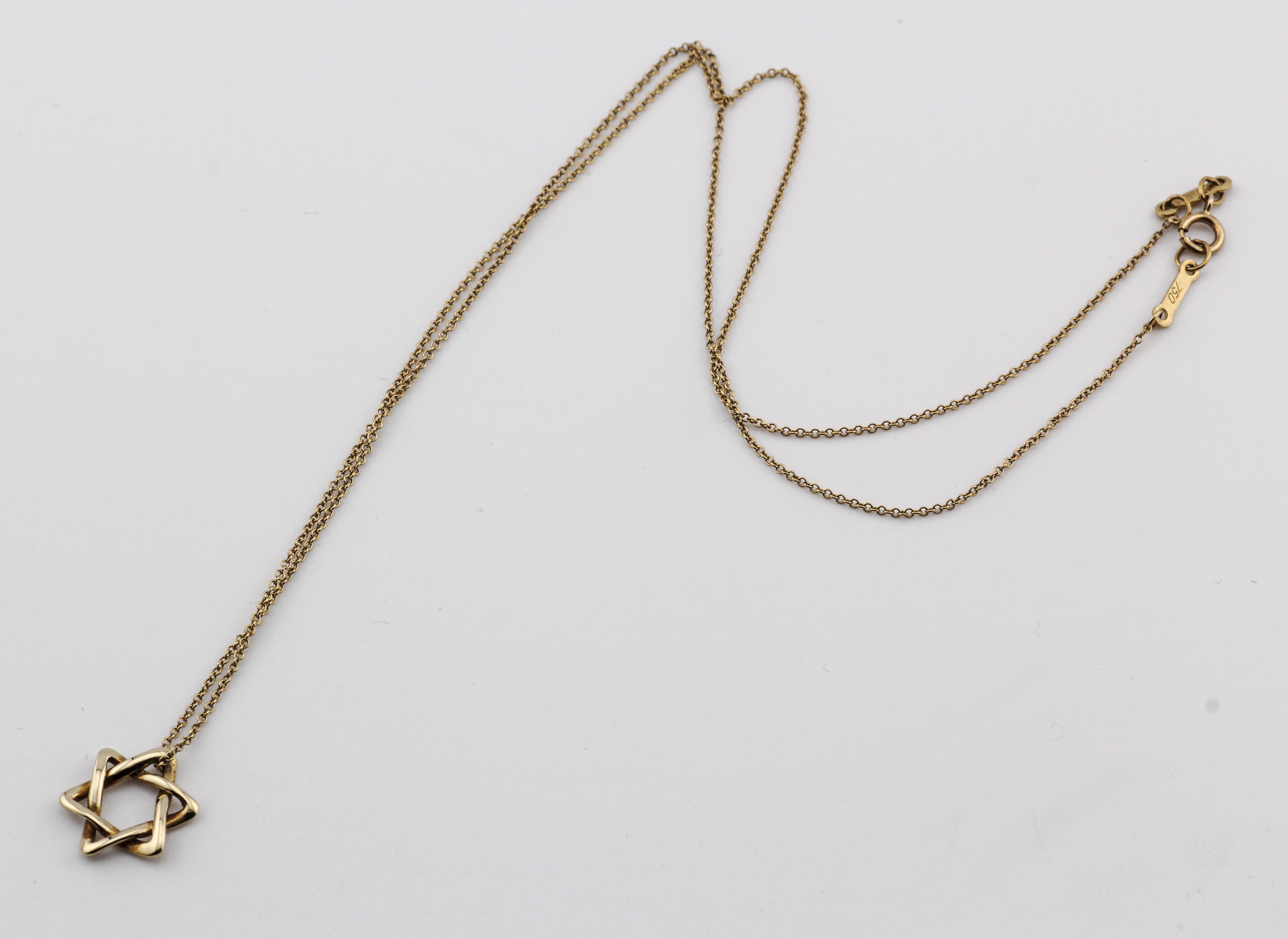 Tiffany & Co. Elsa Peretti 18K Gold 12mm Small Star of David Pendant Necklace 1
