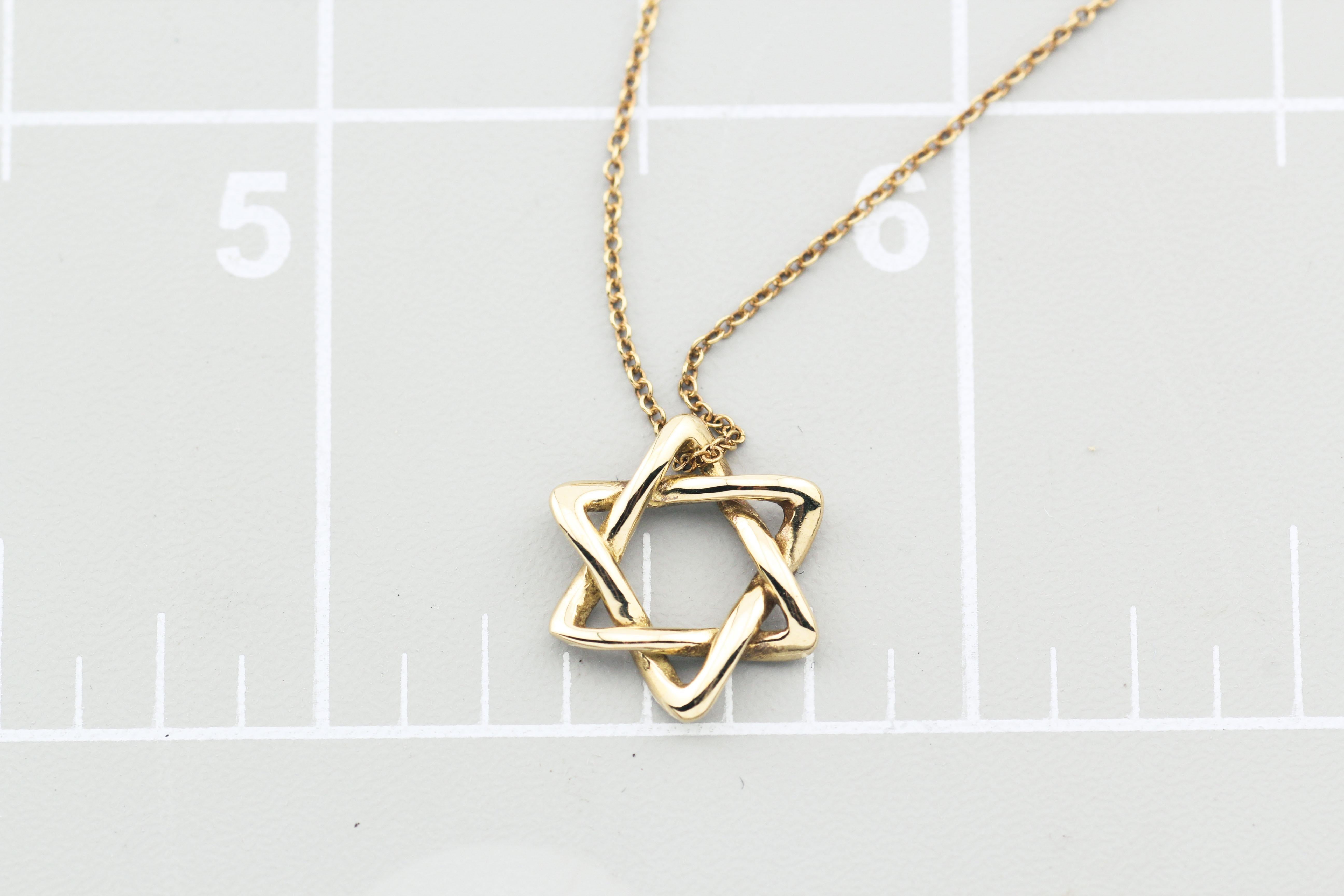 Tiffany & Co. Elsa Peretti 18K Gold 12mm Small Star of David Pendant Necklace 2