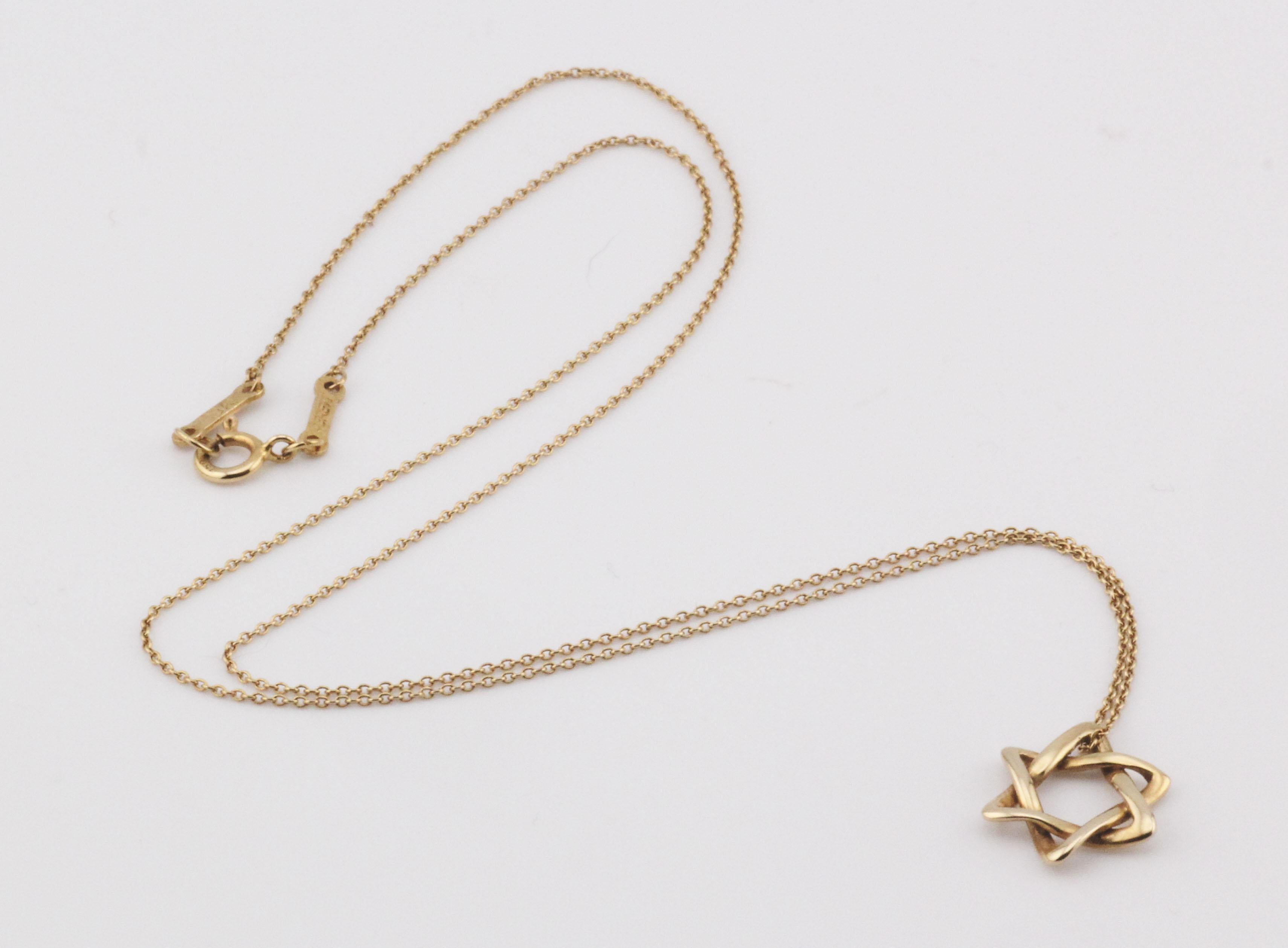 Tiffany & Co. Elsa Peretti 18K Gold 12mm Small Star of David Pendant Necklace 2