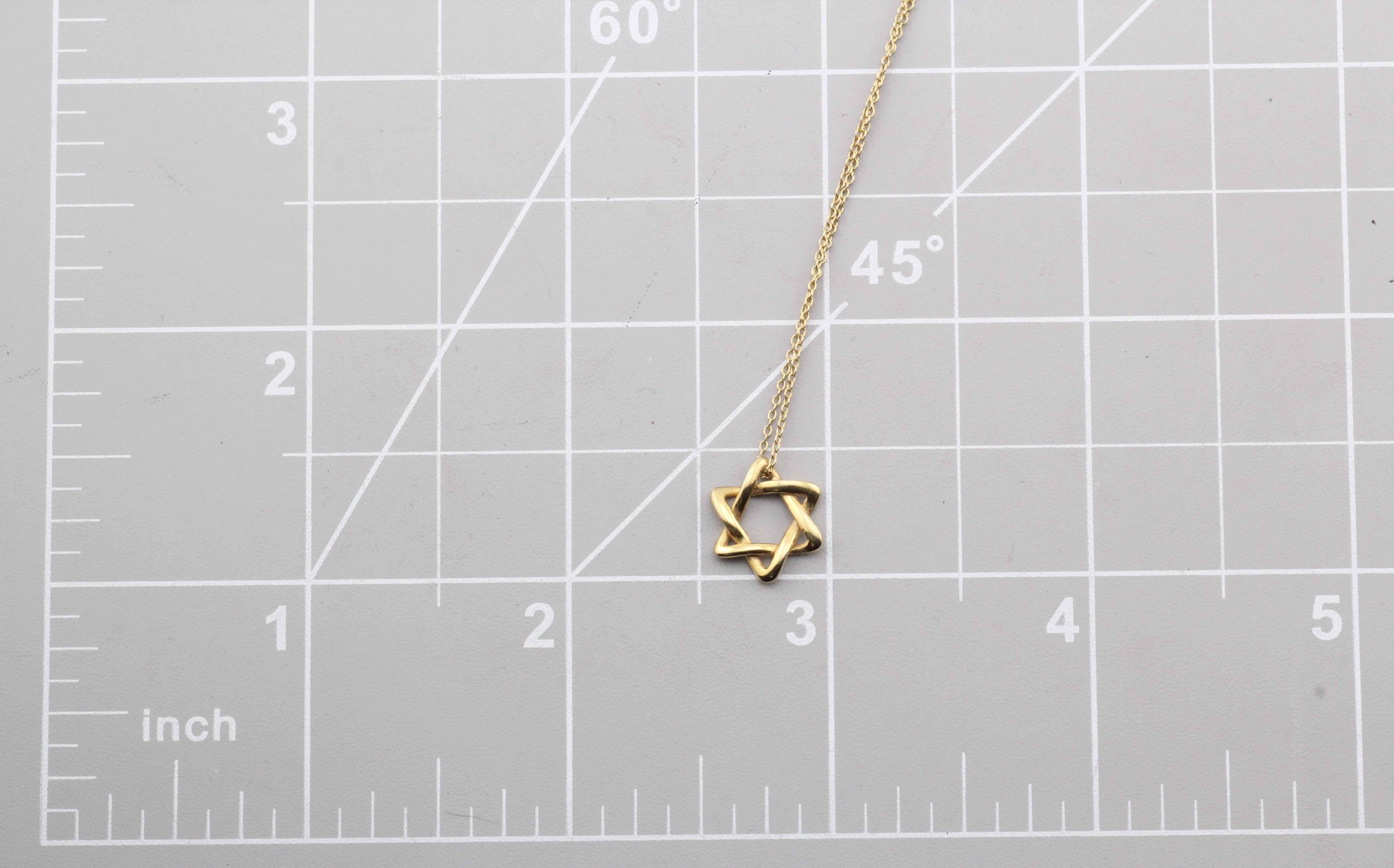 Tiffany & Co. Elsa Peretti 18K Gold 12mm Small Star of David Pendant Necklace 2