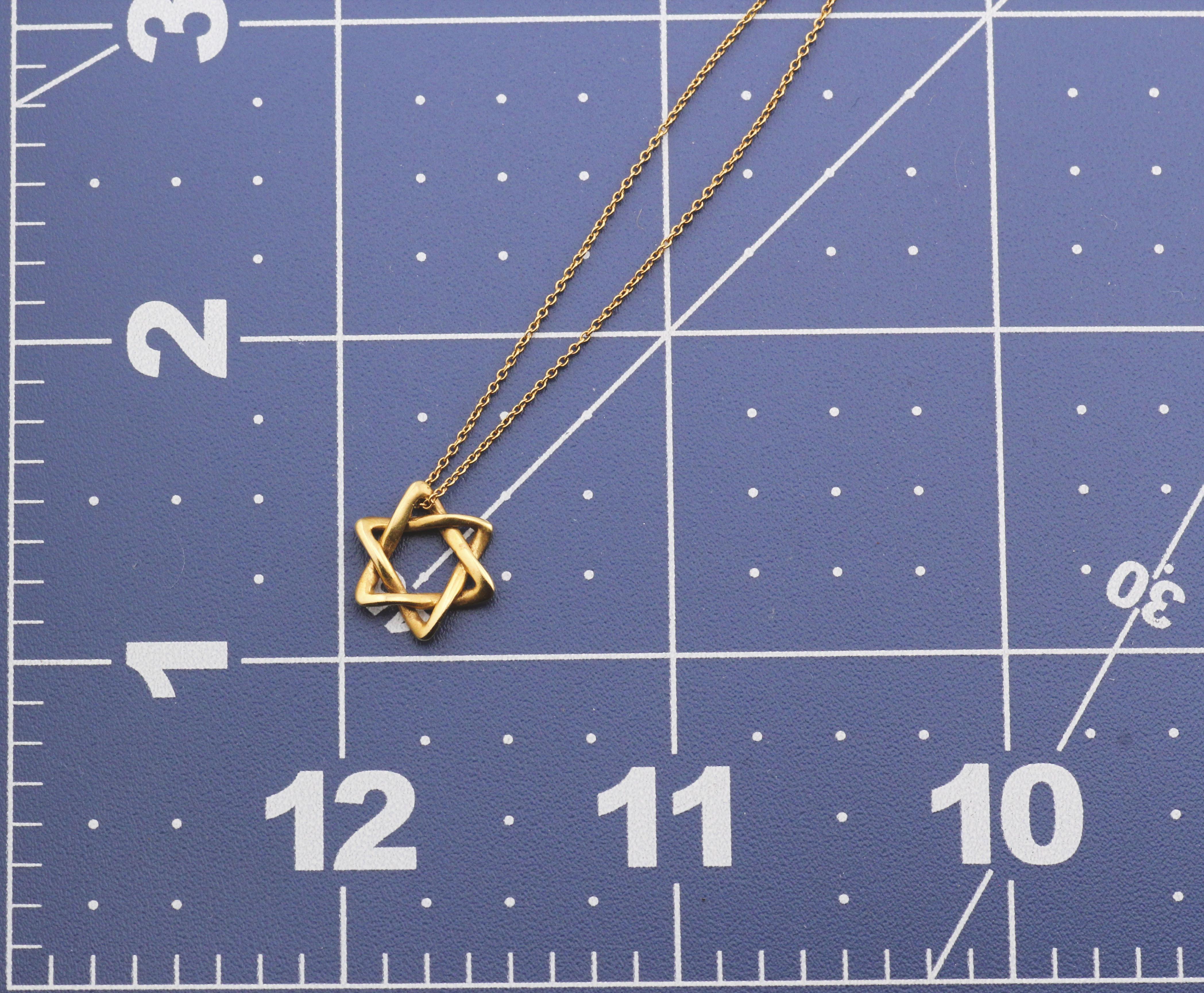 Tiffany & Co. Elsa Peretti 18K Gold 12mm Small Star of David Pendant Necklace 3