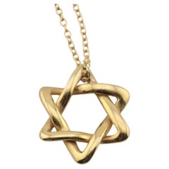 Tiffany & Co. Elsa Peretti 18K Gold 12mm Small Star of David Pendant Necklace