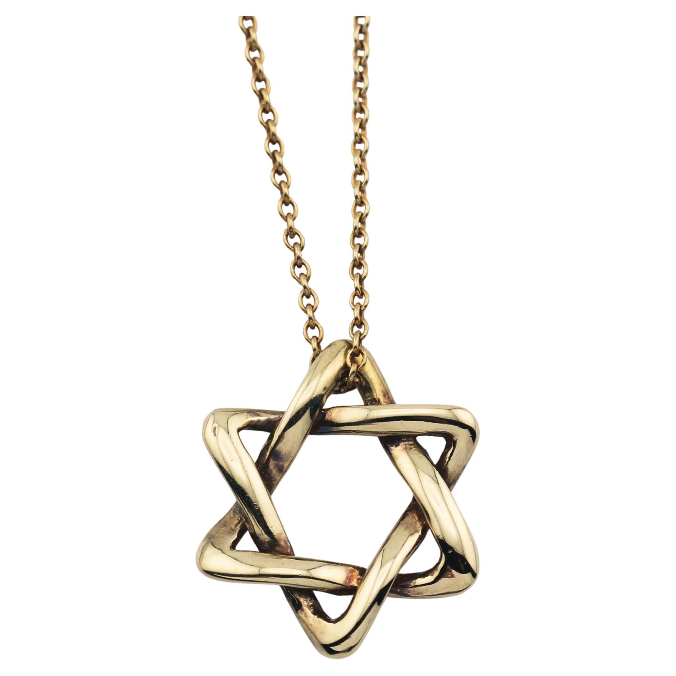 Tiffany & Co. Elsa Peretti 18K Gold 12mm Small Star of David Pendant Necklace