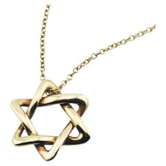 Tiffany & Co. Elsa Peretti 18K Gold 12mm Small Star of David Pendant Necklace