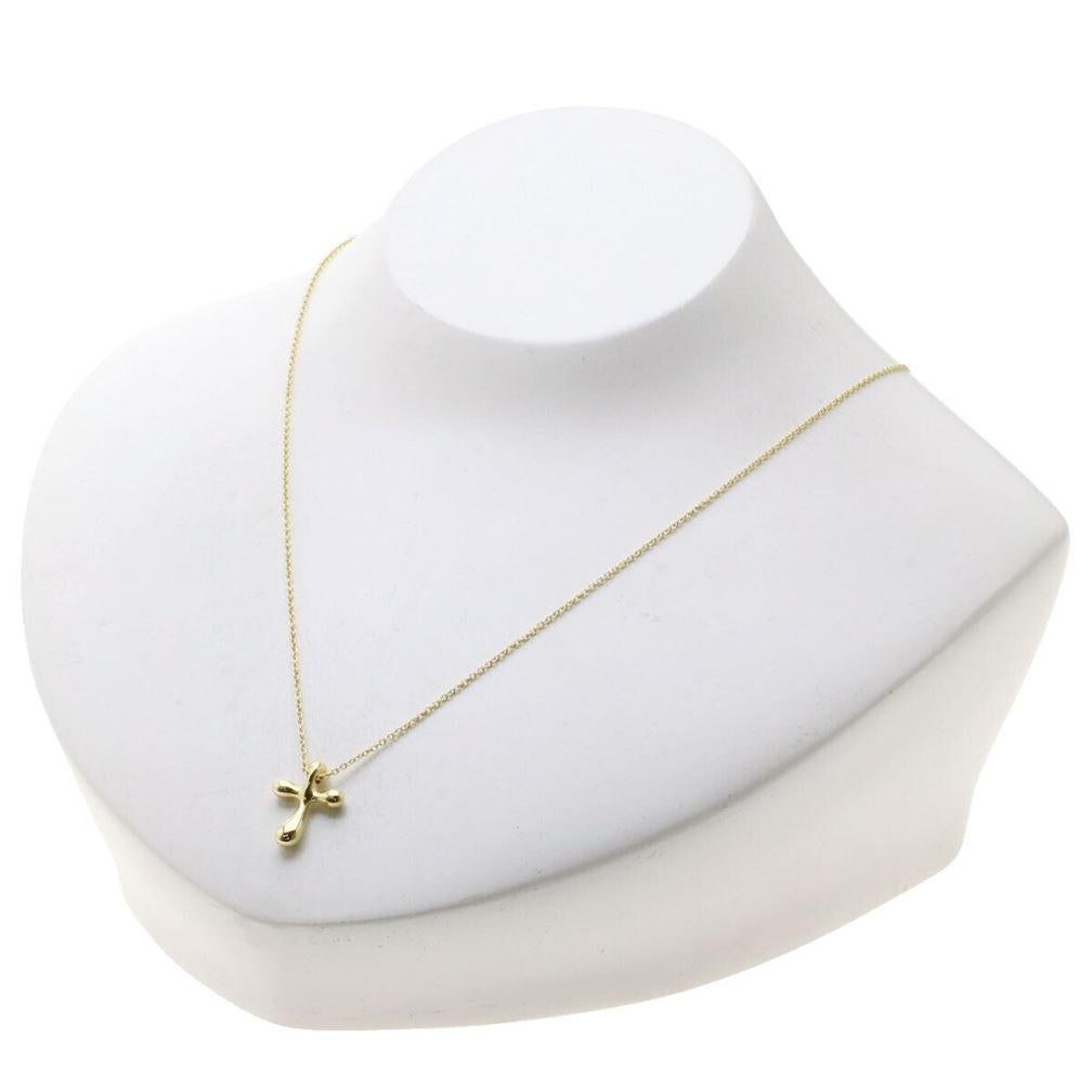 Women's TIFFANY & Co. Elsa Peretti 18K Gold 12mm Wide Cross Pendant Necklace For Sale