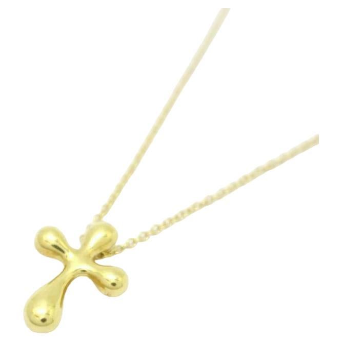 TIFFANY & Co. Elsa Peretti 18K Gold 12mm Wide Cross Pendant Necklace
