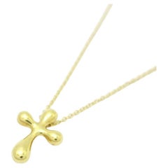 TIFFANY & Co. Elsa Peretti 18K Gold 12mm Wide Cross Pendant Necklace