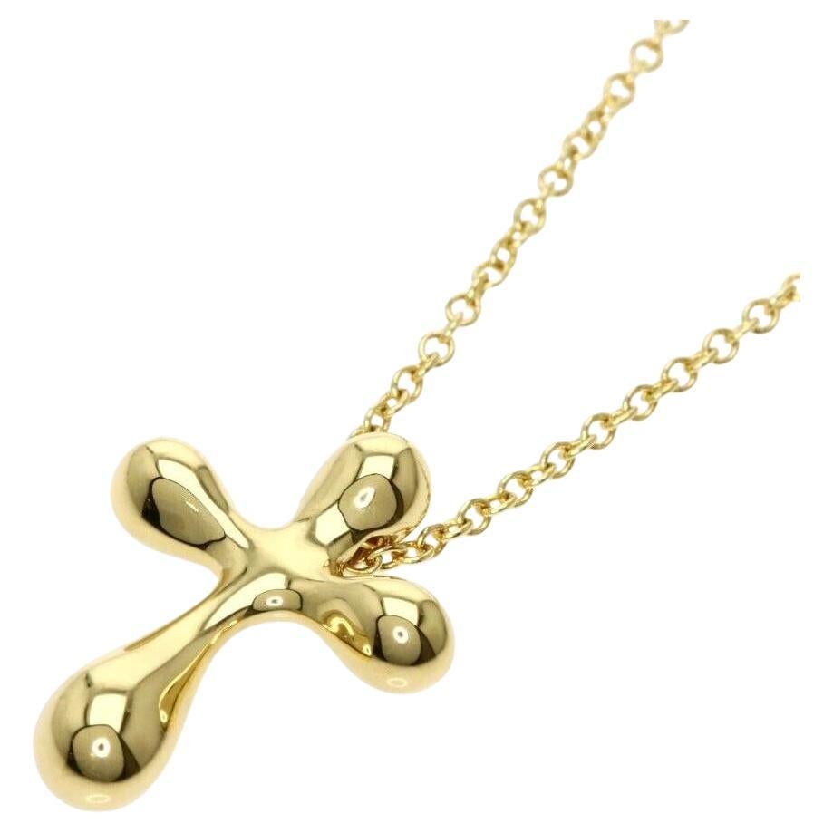 TIFFANY & Co. Elsa Peretti 18K Gold 12mm Wide Cross Pendant Necklace For Sale
