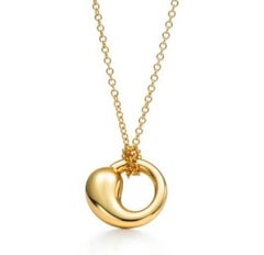 TIFFANY & Co. Elsa Peretti 18K Gold 15mm Eternal Circle Pendant Necklace Medium