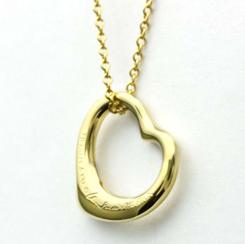 TIFFANY & Co. Elsa Peretti Halskette mit offenem Herzanhänger, 18 Karat Gold 16 mm Damen
