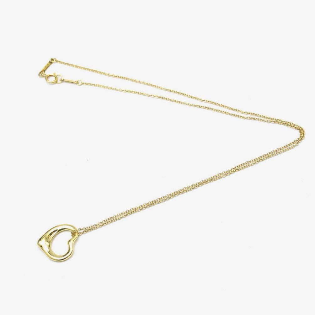 Women's TIFFANY & Co. Elsa Peretti 18K Gold 16mm Open Heart Pendant Necklace For Sale