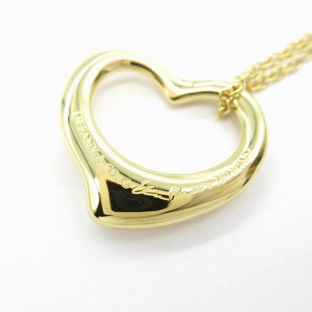 Donna TIFFANY & Co. Collana con ciondolo a cuore aperto Elsa Peretti in oro 18 carati da 16 mm in vendita