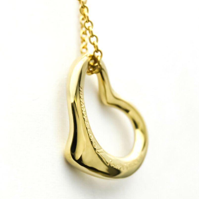 TIFFANY & Co. Elsa Peretti Halskette mit offenem Herzanhänger, 18 Karat Gold 16 mm 1
