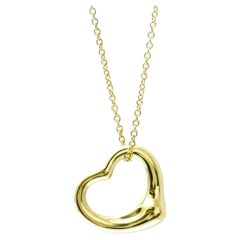 TIFFANY & Co. Elsa Peretti Halskette mit offenem Herzanhänger, 18 Karat Gold 16 mm, neu