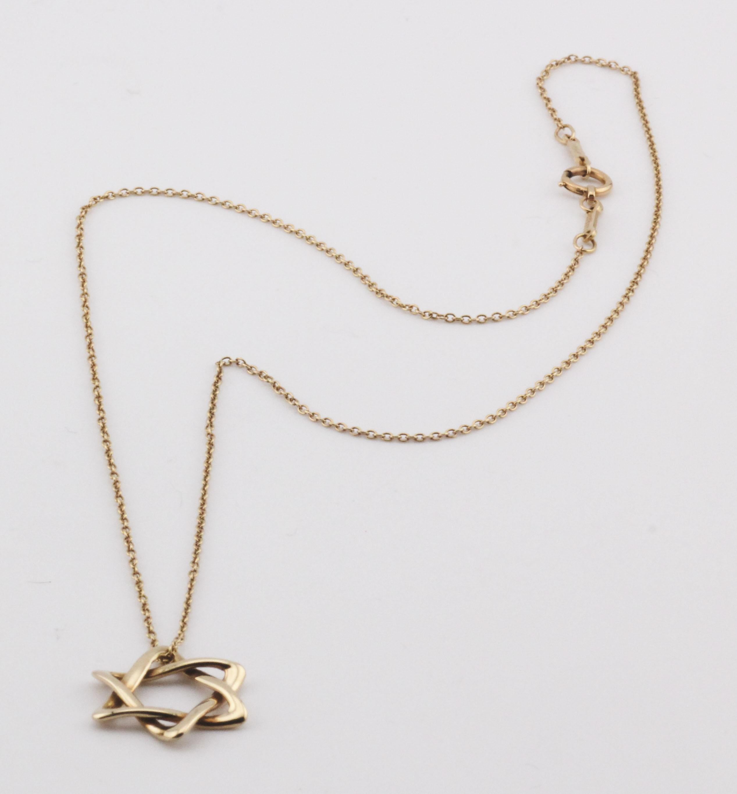 Tiffany & Co. Collier avec pendentif étoile de David en or 18 carats de 18 mm de diamètre 2