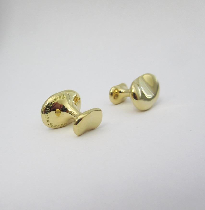 TIFFANY & Co. Elsa Peretti 18K Gold 18mm Breite Bohne Manschettenknöpfe Manschettenknöpfe Herren im Angebot