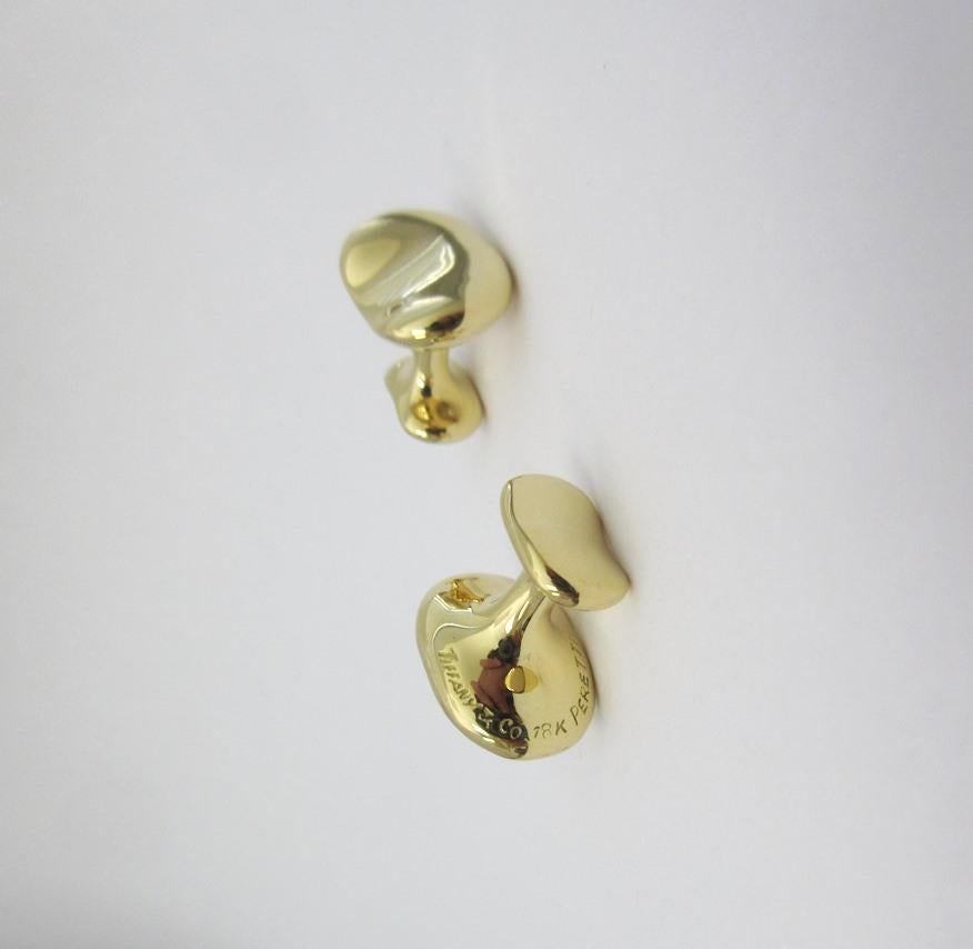 TIFFANY & Co. Elsa Peretti 18K Gold 18mm Breite Bohne Manschettenknöpfe Manschettenknöpfe im Angebot 1