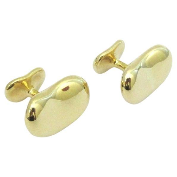 TIFFANY & Co. Elsa Peretti 18K Gold 21mm Wide Bean Cuff Links Cufflinks For Sale