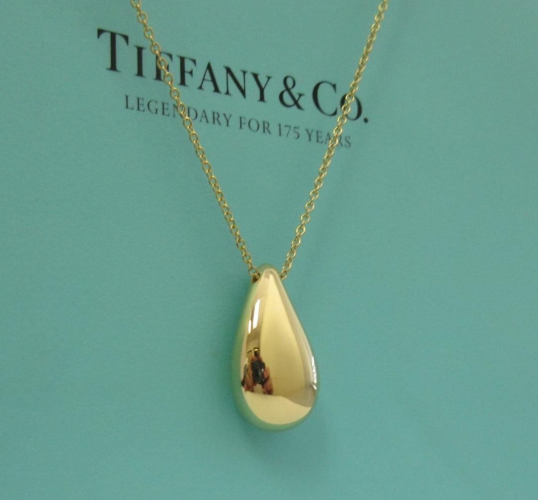 Women's TIFFANY & Co. Elsa Peretti 18K Gold 22mm Long Teardrop Pendant Necklace