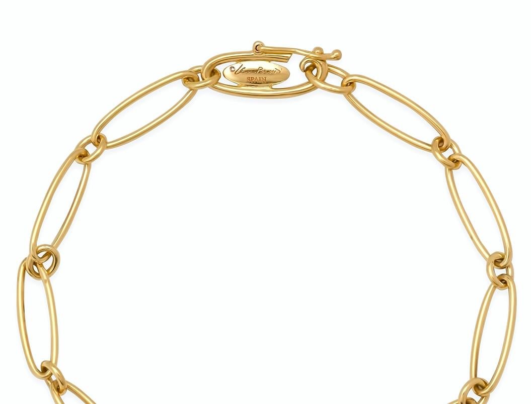 TIFFANY & Co. Elsa Peretti - Bracelet à maillons ovales en or 18K avec breloques en forme de cœur ouvert de 22 mm en vente 1