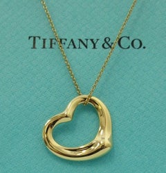 TIFFANY & Co. Elsa Peretti 18K Gold 22mm Open Heart Pendant Necklace