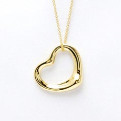 TIFFANY & Co. Elsa Peretti 18K Gold 22mm Open Heart Pendant Necklace