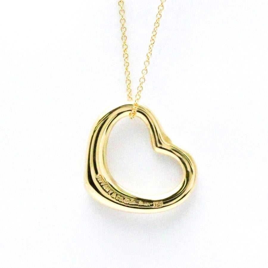 TIFFANY & Co. Elsa Peretti 18K Gold 22mm Open Heart Pendant Necklace In Excellent Condition For Sale In Los Angeles, CA