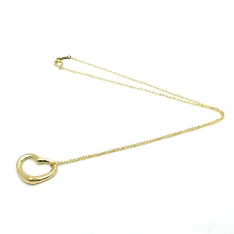 Women's TIFFANY & Co. Elsa Peretti 18K Gold 22mm Open Heart Pendant Necklace For Sale