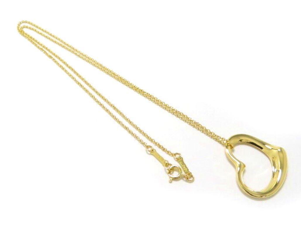TIFFANY & Co. Elsa Peretti 18K Gold 22mm Open Heart Pendant Necklace For Sale 1