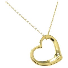 TIFFANY & Co. Elsa Peretti 18K Gold 22mm Open Heart Pendant Necklace