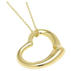 TIFFANY & Co. Elsa Peretti 18K Gold 22mm Open Heart Pendant Necklace New