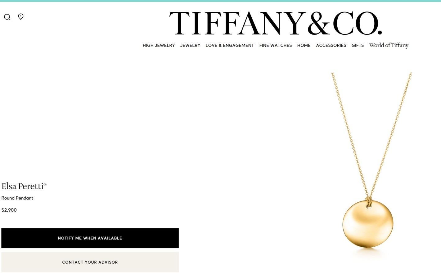 TIFFANY & Co. Collana con ciondolo rotondo da 24 mm in oro 18 carati di Elsa Peretti in vendita 5