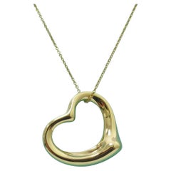 TIFFANY & Co. Elsa Peretti 18K Gold 27mm Halskette mit offenem Herz-Anhänger 16"
