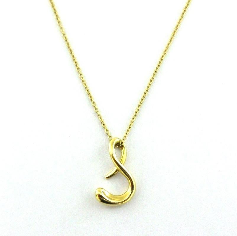 TIFFANY & Co. Elsa Peretti 18K Gold Letter S Pendant Necklace
 
 Metal: 18K yellow gold 
 Chain: 16