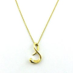 TIFFANY & Co. Elsa Peretti 18K Gold Letter S Pendant Necklace