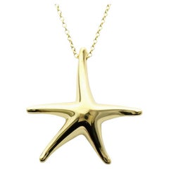 TIFFANY & Co. Elsa Peretti 18K Gold 28mm Starfish Pendant Necklace New