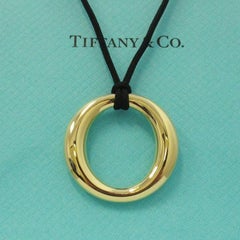 TIFFANY & Co. Elsa Peretti 18K Gold 35mm Sevillana Pendant Necklace Large Size