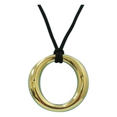 TIFFANY & Co. Elsa Peretti 18K Gold 35mm Sevillana Pendant Necklace Large Size